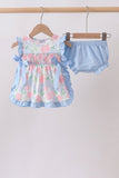 Blue Hydrangea Smocked Bloomer Set Aaria Tees