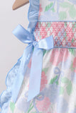 Blue Hydrangea Smocked Bloomer Set Aaria Tees