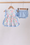 Blue Hydrangea Smocked Bloomer Set Aaria Tees