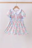 Blue Hydrangea Smocked Pearl Dress Aaria Tees