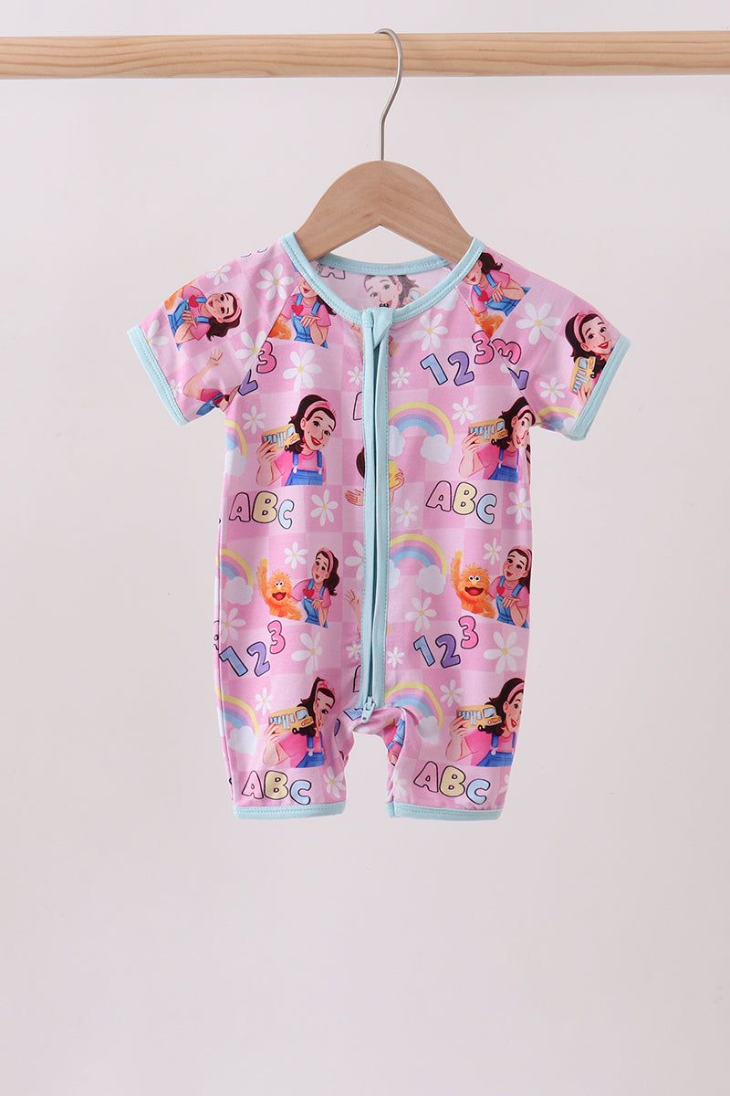Pink Character Bamboo Romper - Aaria Tees Aaria Tees