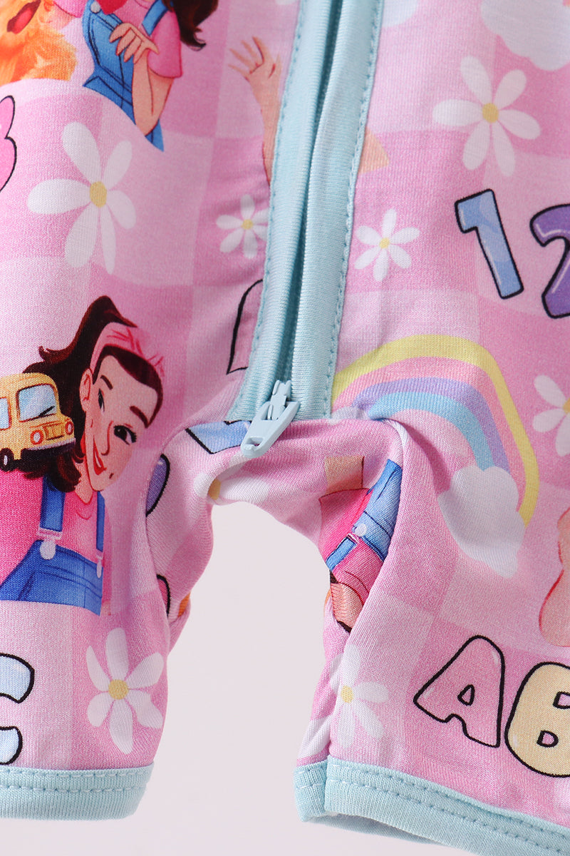 Pink Character Bamboo Romper - Aaria Tees Aaria Tees