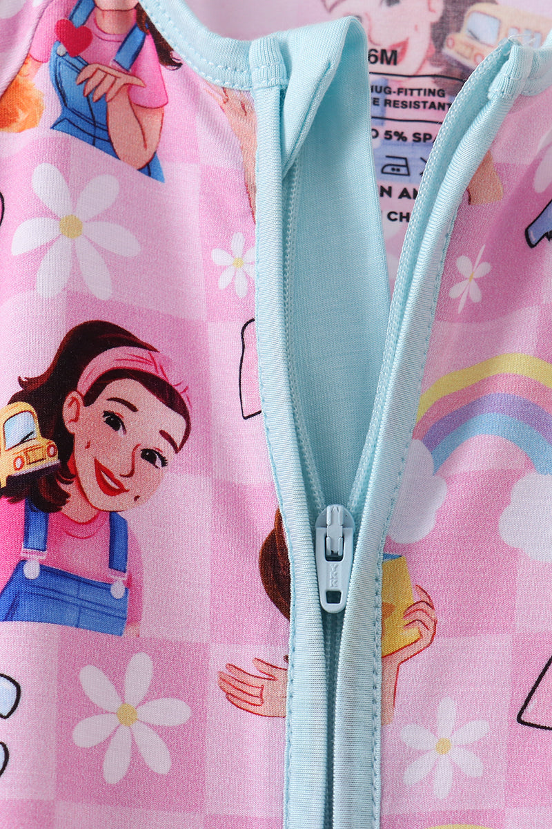 Pink Character Bamboo Romper - Aaria Tees Aaria Tees