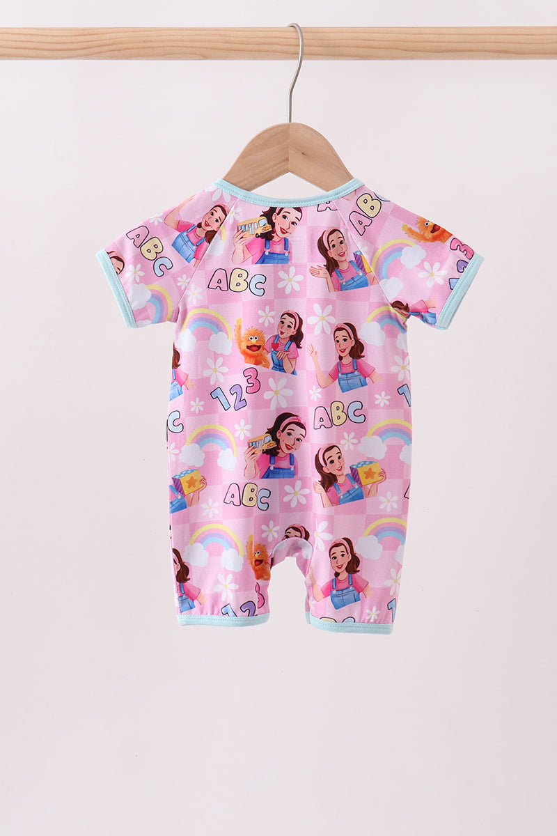 Pink Character Bamboo Romper - Aaria Tees Aaria Tees
