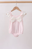 Pink Plaid Bow UPF Swim One-Piece Aaria Tees