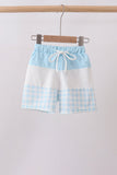 Blue Plaid UPF Swim Trunks Aaria Tees