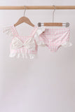 Pink Plaid Bow UPF Swim Set Aaria Tees