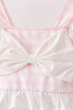 Pink Plaid Bow UPF Swim Set Aaria Tees