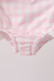 Pink Plaid Bow UPF Swim Set Aaria Tees
