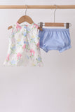 Blue Hydrangea Bow Bloomer Set Aaria Tees