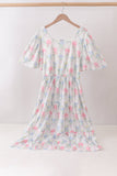 Blue Hydrangea Bow Women Dress Aaria Tees