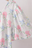 Blue Hydrangea Bow Women Dress Aaria Tees