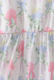 Blue Hydrangea Bow Women Dress Aaria Tees