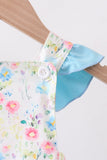 Blue Floral Ruffle Bubble Aaria Tees