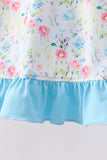 Blue Floral Ruffle Set Aaria Tees