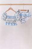 Blue Beach Smocked UPF Women Swim Set Aaria Tees