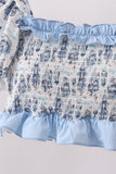 Blue Beach Smocked UPF Women Swim Set Aaria Tees