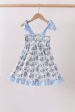 Blue Beach Smocked Dress Aaria Tees