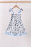 Blue Beach Smocked Dress Aaria Tees