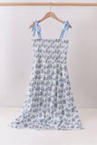Blue Beach Smocked Women Dress Aaria Tees