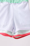 Red Watermelon Embroidered UPF Swim Trunks Aaria Tees