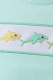 Blue Shark Embroidered Set Aaria Tees