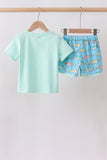 Blue Shark Embroidered Set Aaria Tees