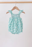 Sage Floral Smocked Bubble Aaria Tees