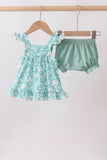 Sage Floral Smocked Bloomer Set Aaria Tees