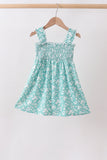 Sage Floral Smocked Dress Aaria Tees