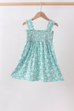 Sage Floral Smocked Dress Aaria Tees