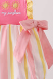 You're my sunshine Stripe Embroidered Bow Bubble Aaria Tees