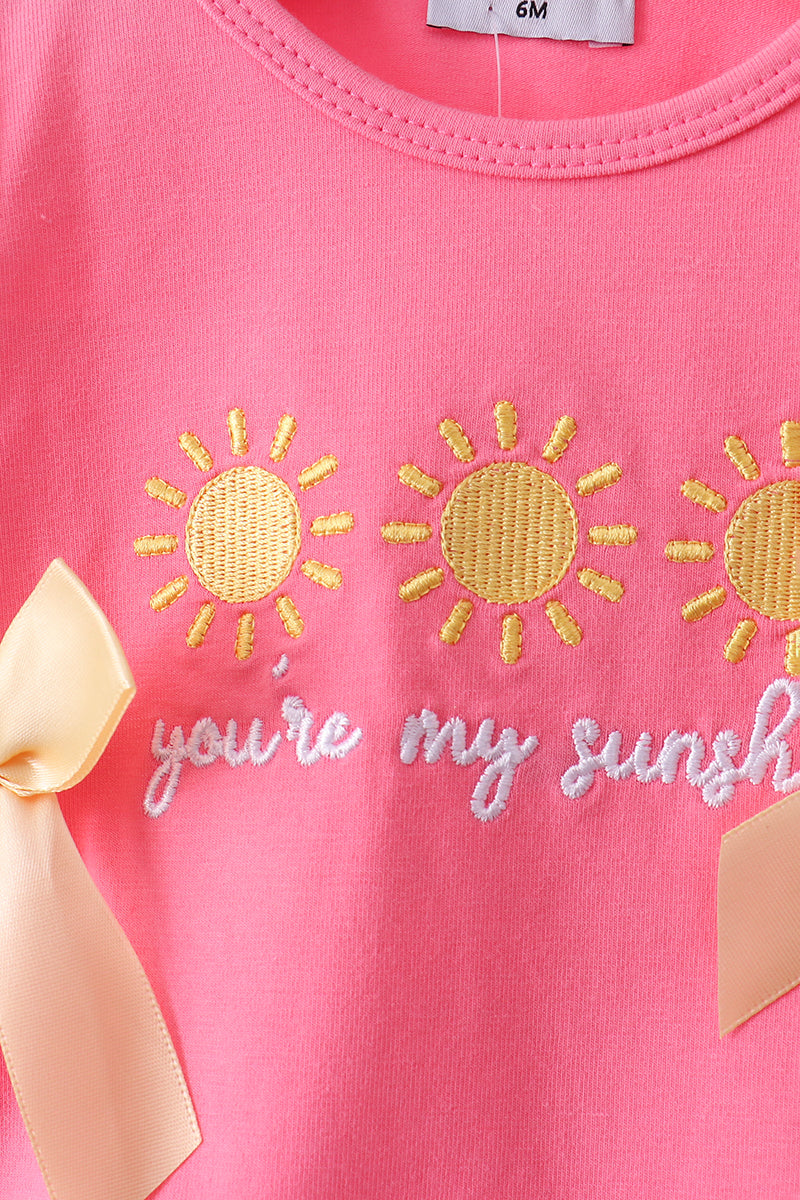 You're my sunshine Embroidered Bow Stripe Bloomer Set - Aaria Tees Aaria Tees
