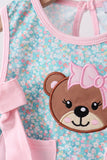 Green Bear Floral Applique Bloomer Set Aaria Tees