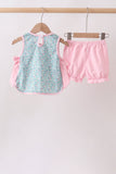 Green Bear Floral Applique Bloomer Set Aaria Tees