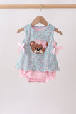 Green Bear Floral Applique Bubble Aaria Tees