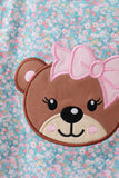 Green Bear Floral Applique Bubble Aaria Tees