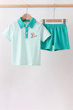 Green Mallard Plaid Embroidered Set Aaria Tees