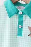 Green Mallard Plaid Embroidered Set Aaria Tees