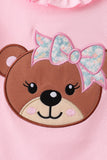 Pink Bear Floral Applique Skorts Set Aaria Tees
