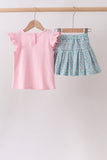 Pink Bear Floral Applique Skorts Set Aaria Tees