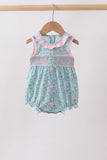 Green Floral Smocked Bubble Aaria Tees