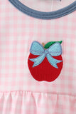 Pink Apple Plaid Embroidered Bubble Aaria Tees