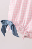 Pink Apple Plaid Embroidered Bubble Aaria Tees