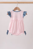 Pink Apple Plaid Embroidered Bubble Aaria Tees