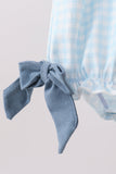 Blue Plaid Embroidered Bow Bubble Aaria Tees