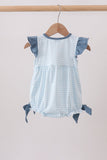 Blue Plaid Embroidered Bow Bubble Aaria Tees