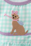 Mint Puppy Plaid Embroidered Bubble Aaria Tees