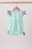 Mint Puppy Plaid Embroidered Bubble Aaria Tees