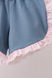 Pink Apple Plaid Embroidered Set Aaria Tees